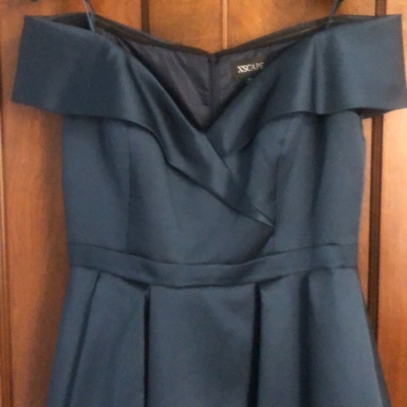 XSCAPE Sweetheart-Neck High-Low Ballgown Navy Blue - Picture 3 of 8